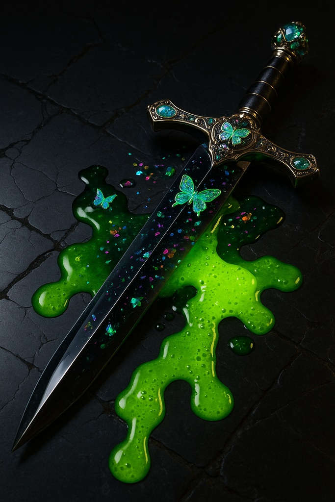 ネオン蝶とガラス細工の幻想アイテム30点壁紙セット – 闇ポップ毒菓子の遺産