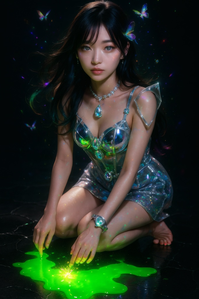 オパールアーマー少女&クリスタルバニー — 幻想闇ポップエフェクトセット(全5枚)