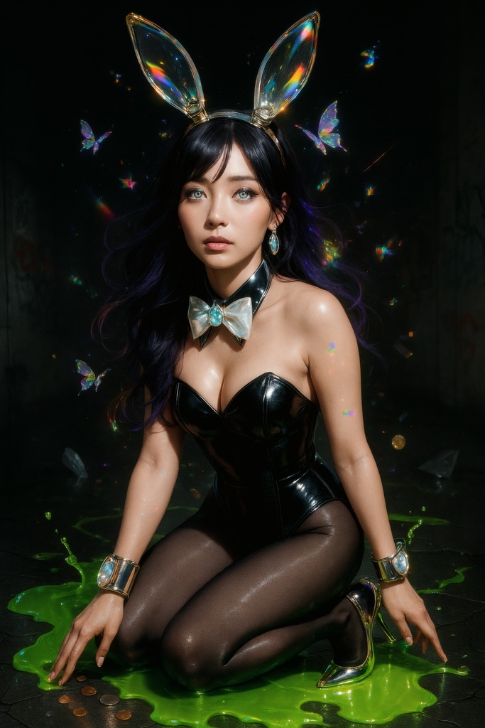 オパールアーマー少女&クリスタルバニー — 幻想闇ポップエフェクトセット(全5枚)