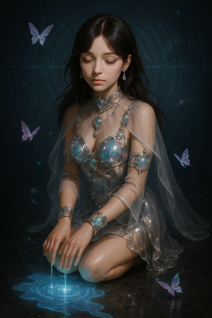 オパールアーマー少女&クリスタルバニー — 幻想闇ポップエフェクトセット(全5枚)