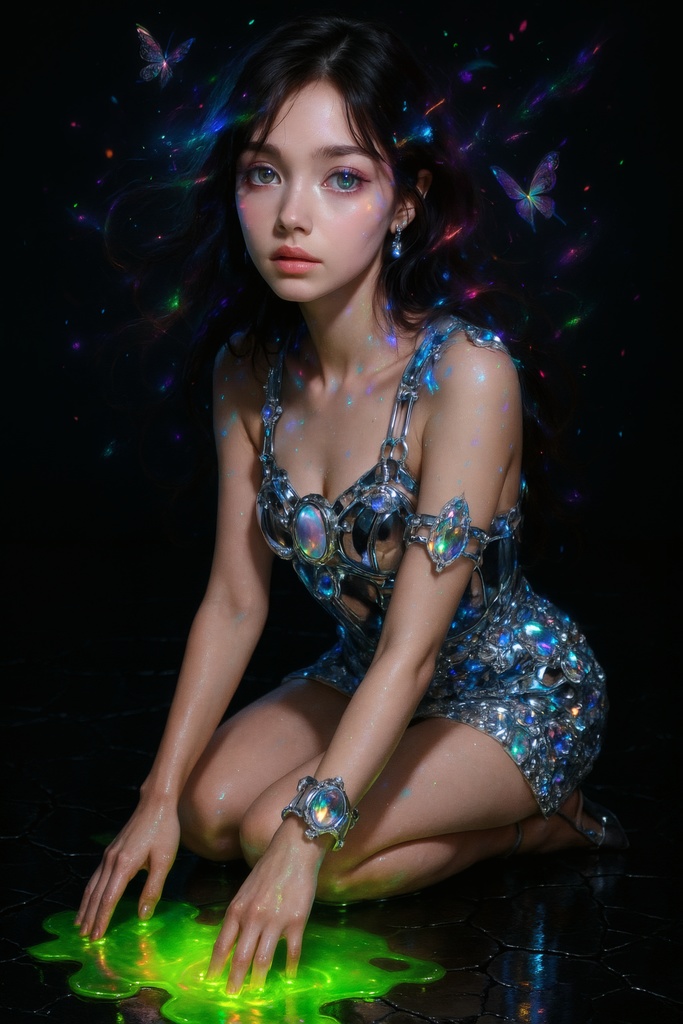 オパールアーマー少女&クリスタルバニー — 幻想闇ポップエフェクトセット(全5枚)