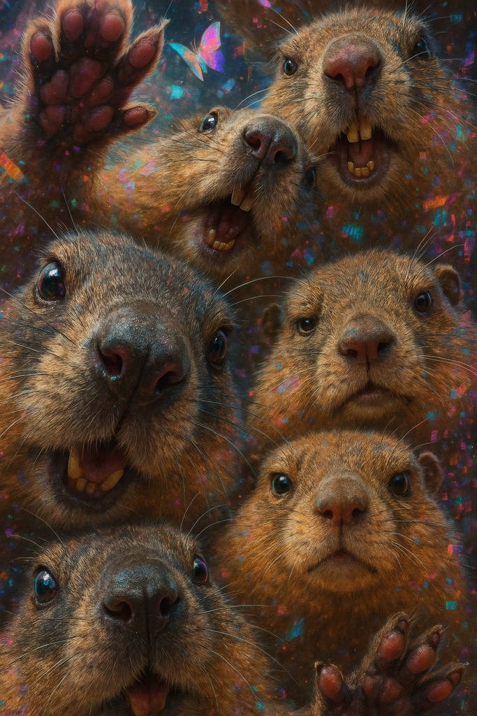 グリッチファンタジーアニマル — 夢見る猫&ウサギ&動物アップ壁紙セット(全6枚)