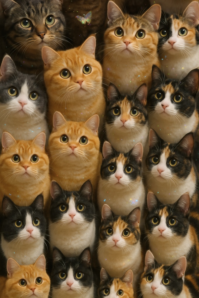 グリッチファンタジーアニマル — 夢見る猫&ウサギ&動物アップ壁紙セット(全6枚)