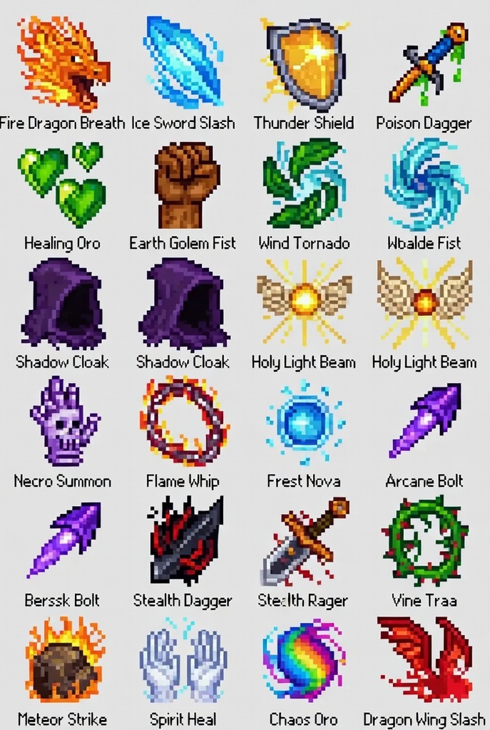 【30個限定】ファンタジーRPGスキルアイコン20種-3パターンセット / Fantasy RPG Skill Icons 20-Pack