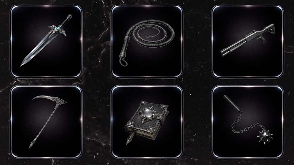【ゲームUI素材】ダーククローム武器アイコンパック vol.1(21種)|500px PNG
