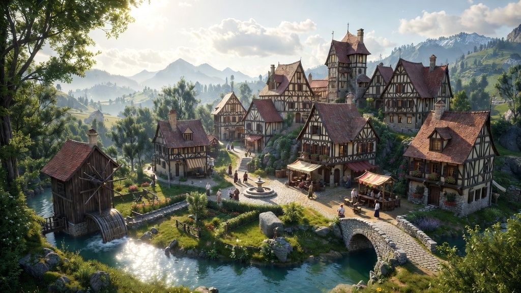 【無料背景イラスト｜中世ファンタジー風景セット】