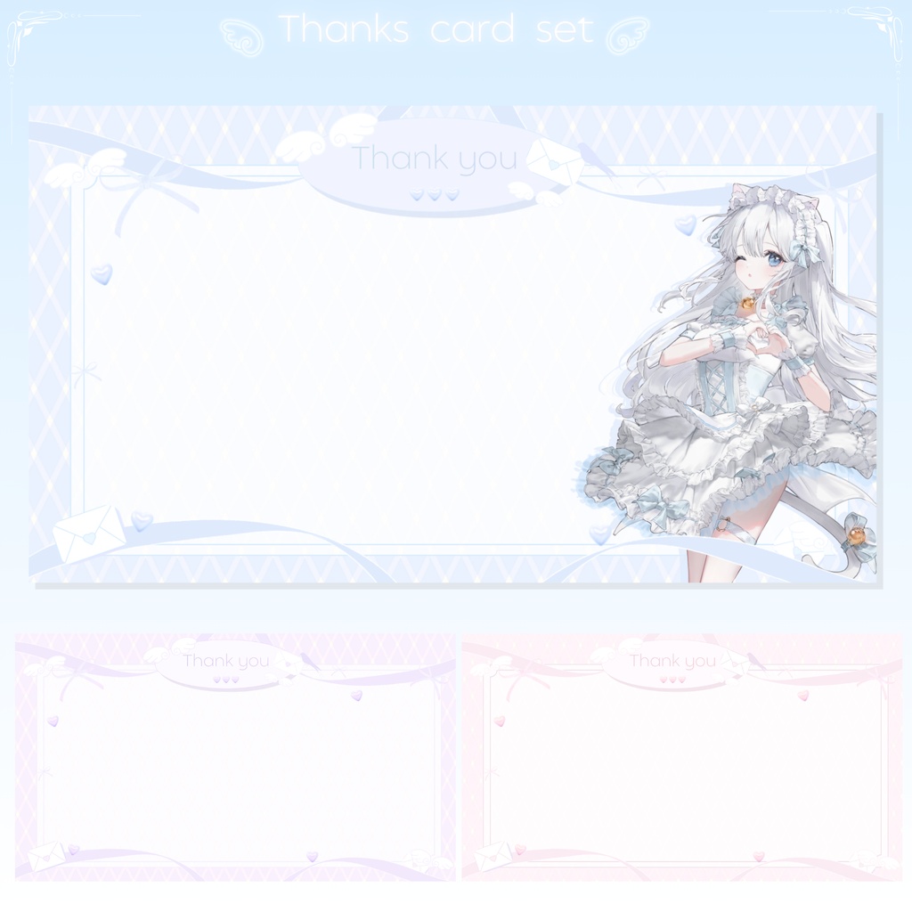 ✦期間限定／Xのフォロワー様へ無料配布中✦ パステルリボンなサンクスカード✦