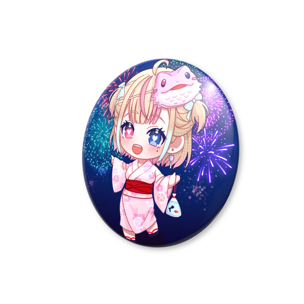 夏祭りかれん缶バッチ