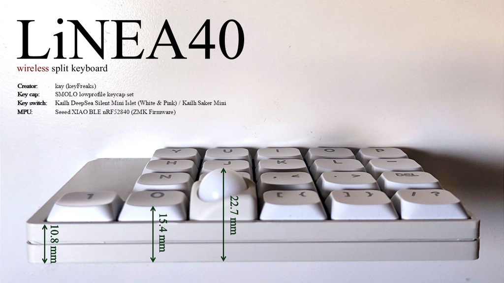 LiNEA40 1Uトラボ付き ワイヤレス分割キーボード キット