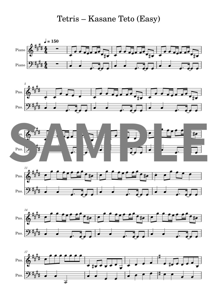 【楽譜セット】テトリス – 重音テト｜MIDI + PDF（Easy）