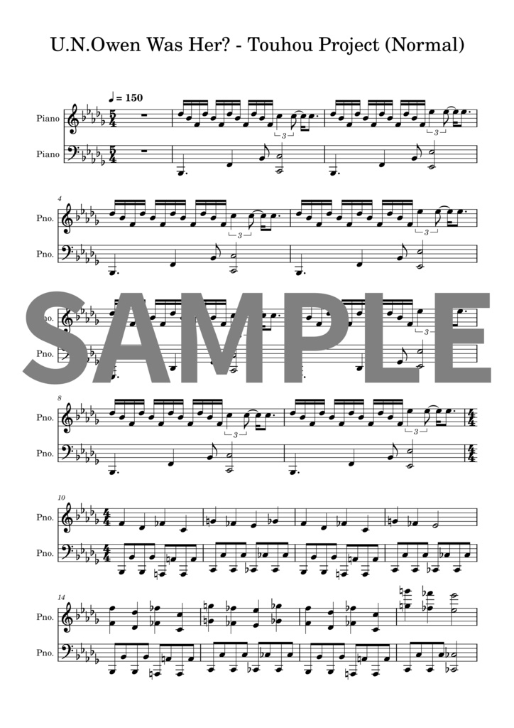 【楽譜セット】U.N.オーエンは彼女なのか？ – 東方Project｜MIDI + PDF（Normal）