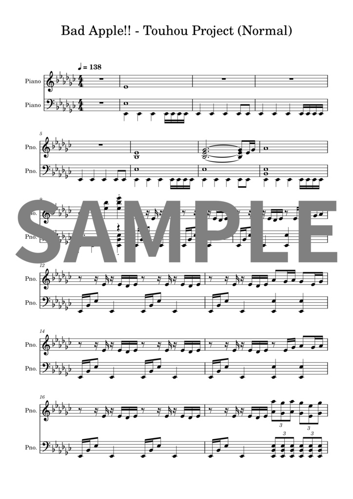 【楽譜セット】Bad Apple!! - 東方プロジェクト｜MIDI + PDF（Normal）