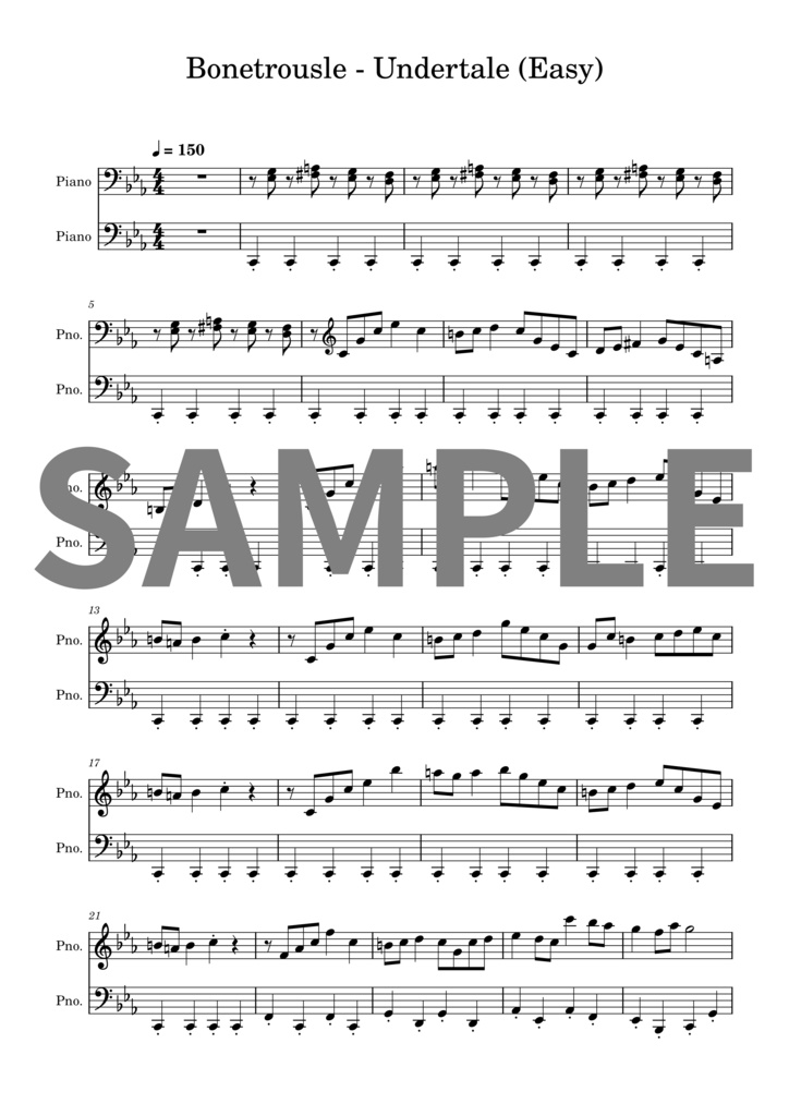 【楽譜セット】Bonetrousle - Undertale｜MIDI + PDF（Easy）