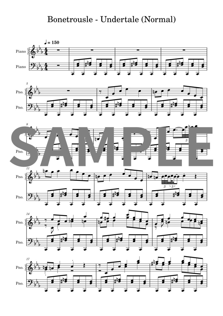 【楽譜セット】Bonetrousle - Undertale｜MIDI + PDF（Normal）