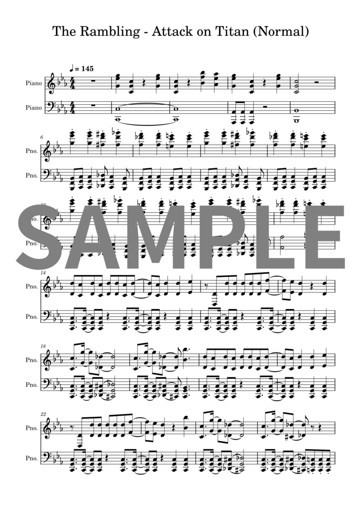 【楽譜セット】The Rambling - 進撃の巨人｜MIDI + PDF（Normal）