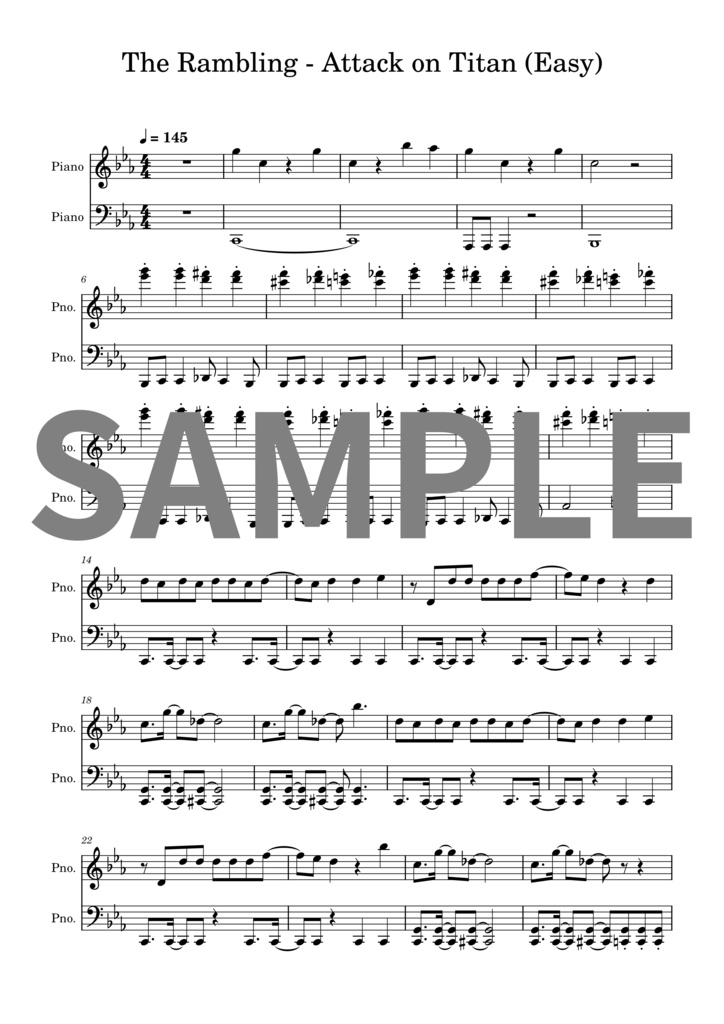 【楽譜セット】The Rambling - 進撃の巨人｜MIDI + PDF（Easy）