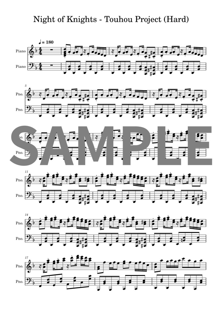 【楽譜セット】ナイト・オブ・ナイツ - 東方プロジェクト｜MIDI + PDF（Hard）