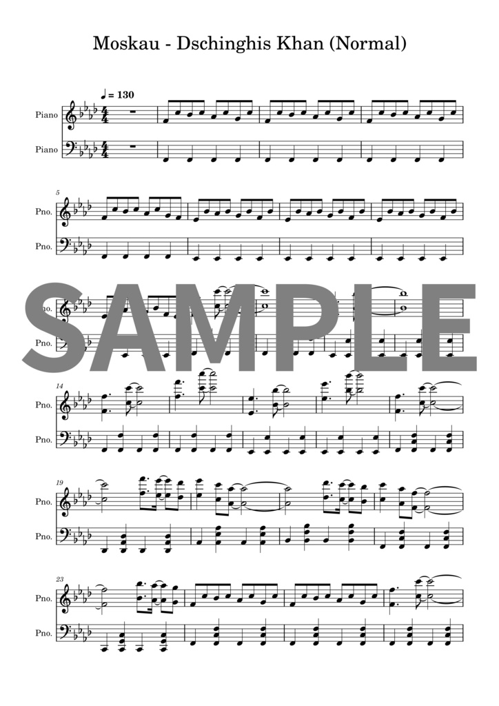 【楽譜セット】Moskau - Dschinghis Khan｜MIDI + PDF（Normal）