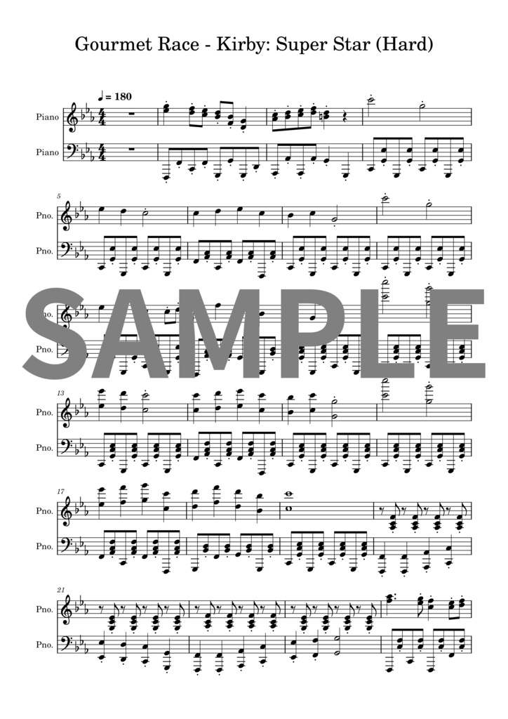 【楽譜セット】激突！グルメレース - 星のカービィ スーパーデラックス｜MIDI + PDF（Hard）