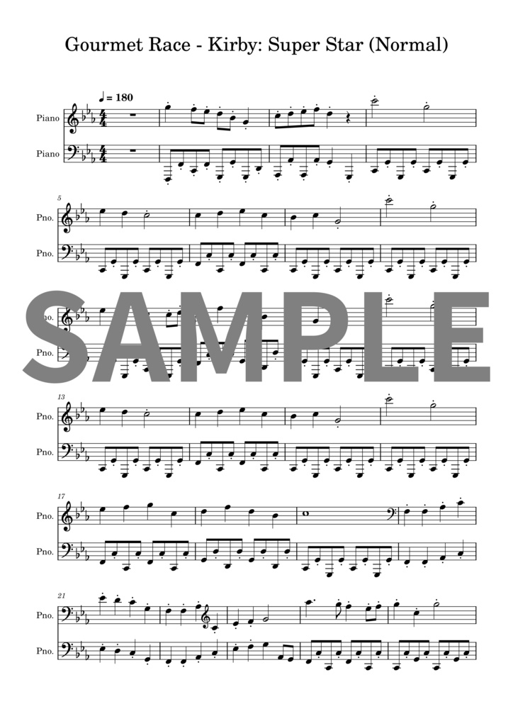 【楽譜セット】激突！グルメレース - 星のカービィ スーパーデラックス｜MIDI + PDF（Normal）