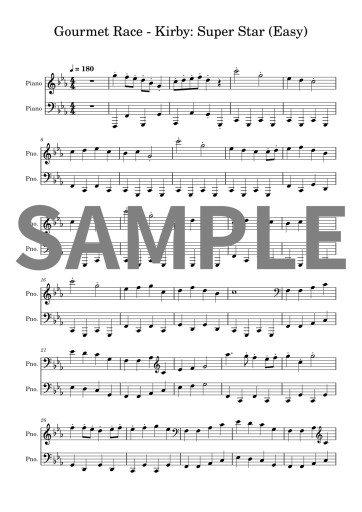 【楽譜セット】激突！グルメレース - 星のカービィ スーパーデラックス｜MIDI + PDF（Easy）