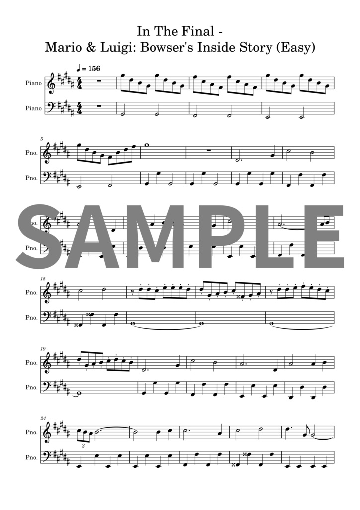【楽譜セット】イン・ザ・ファイナル - マリオ＆ルイージRPG3｜MIDI + PDF（Easy）