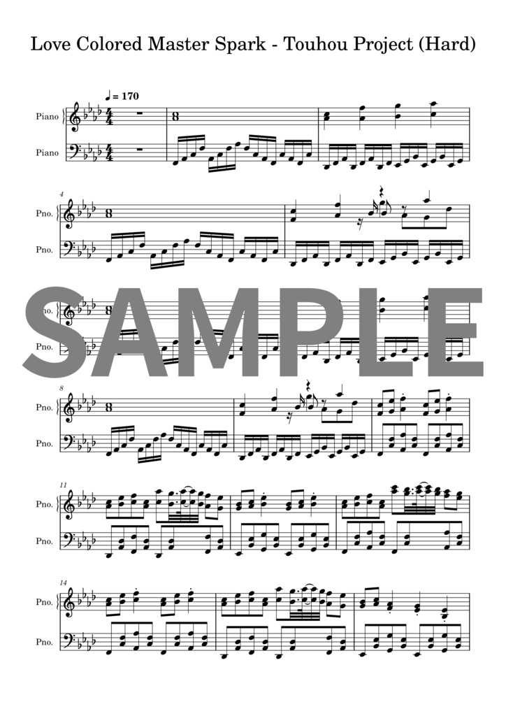 【楽譜セット】恋色マスタースパーク - 東方プロジェクト｜MIDI + PDF（Hard）