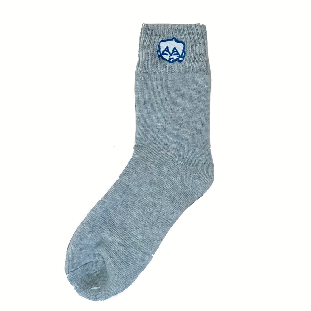 刺繍靴下グレー