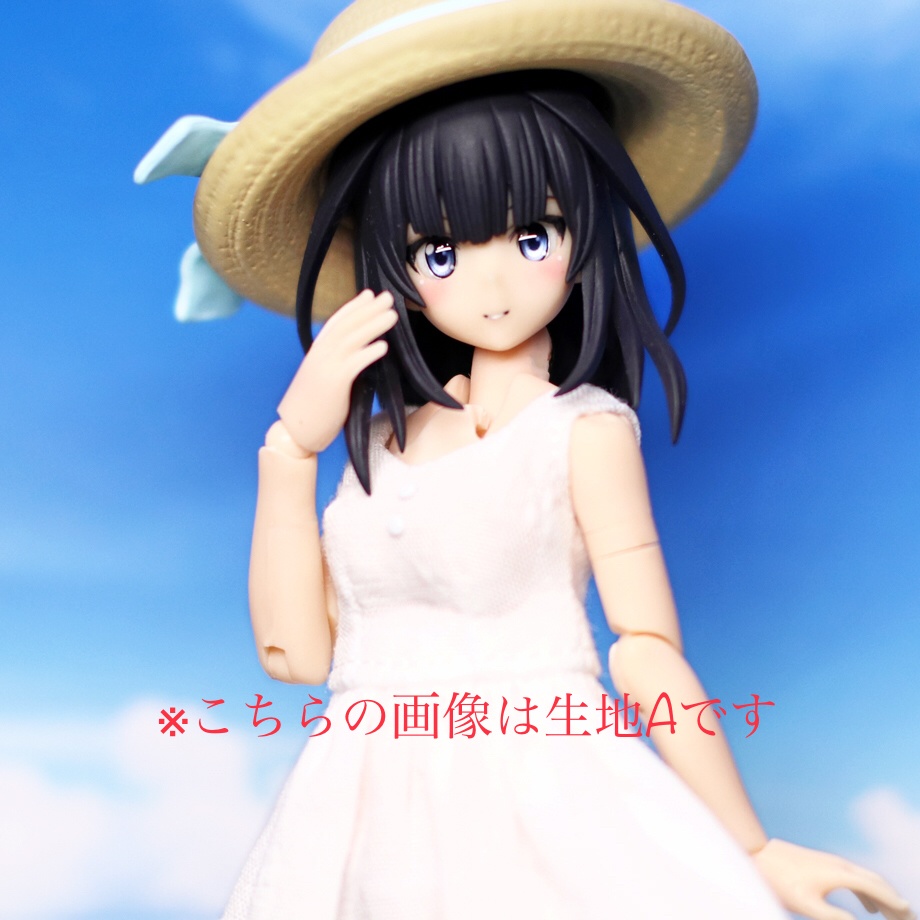 *ワンピース{白}*生地B(ノースリーブミドル丈*Vネック 裾レース)