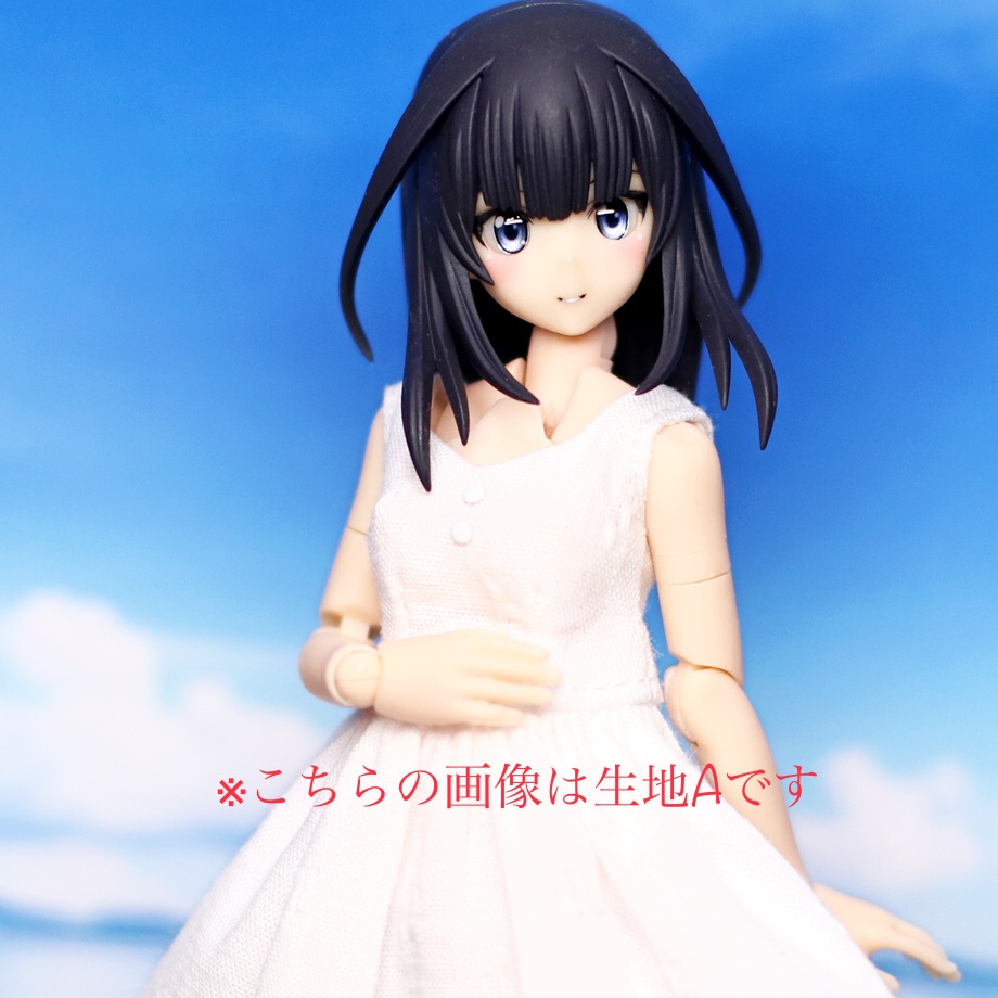 *ワンピース{白}*生地B(ノースリーブミドル丈*Vネック 裾レース)