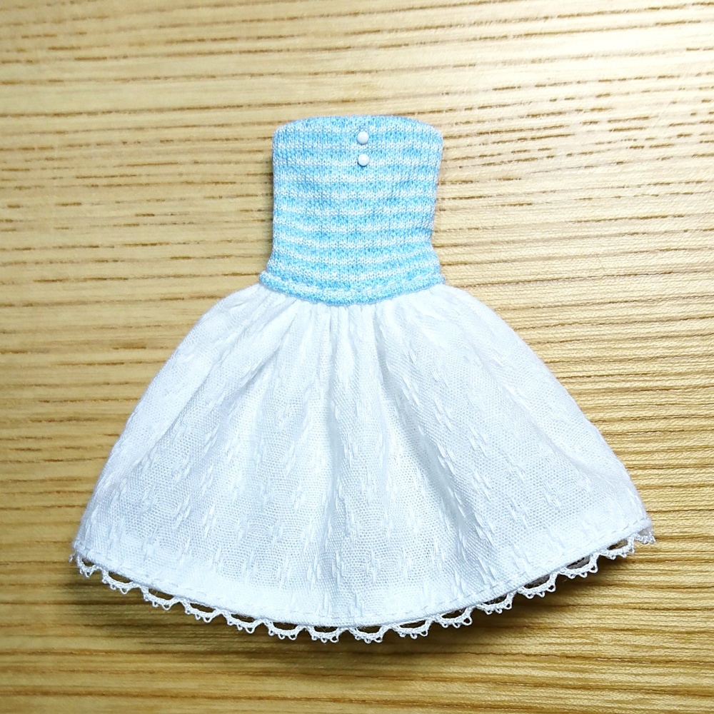 *ベアトップワンピ A {水色×白}