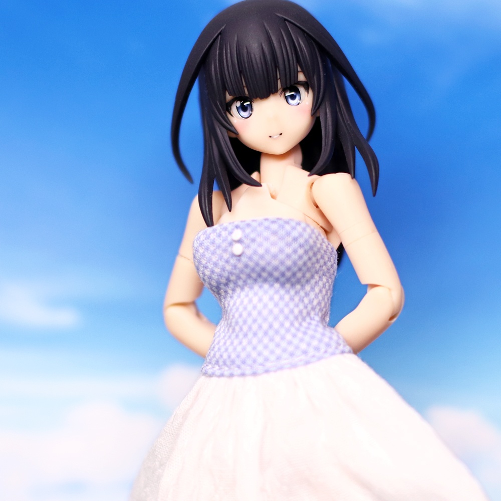 *ベアトップワンピ B {紺×白}