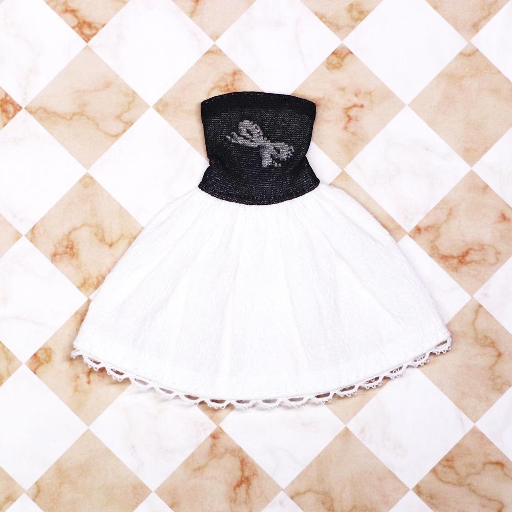 *ベアトップワンピ C {黒×白}