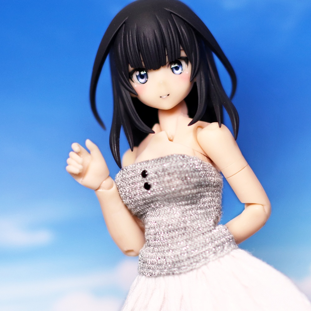 *ベアトップワンピ D {銀×白}