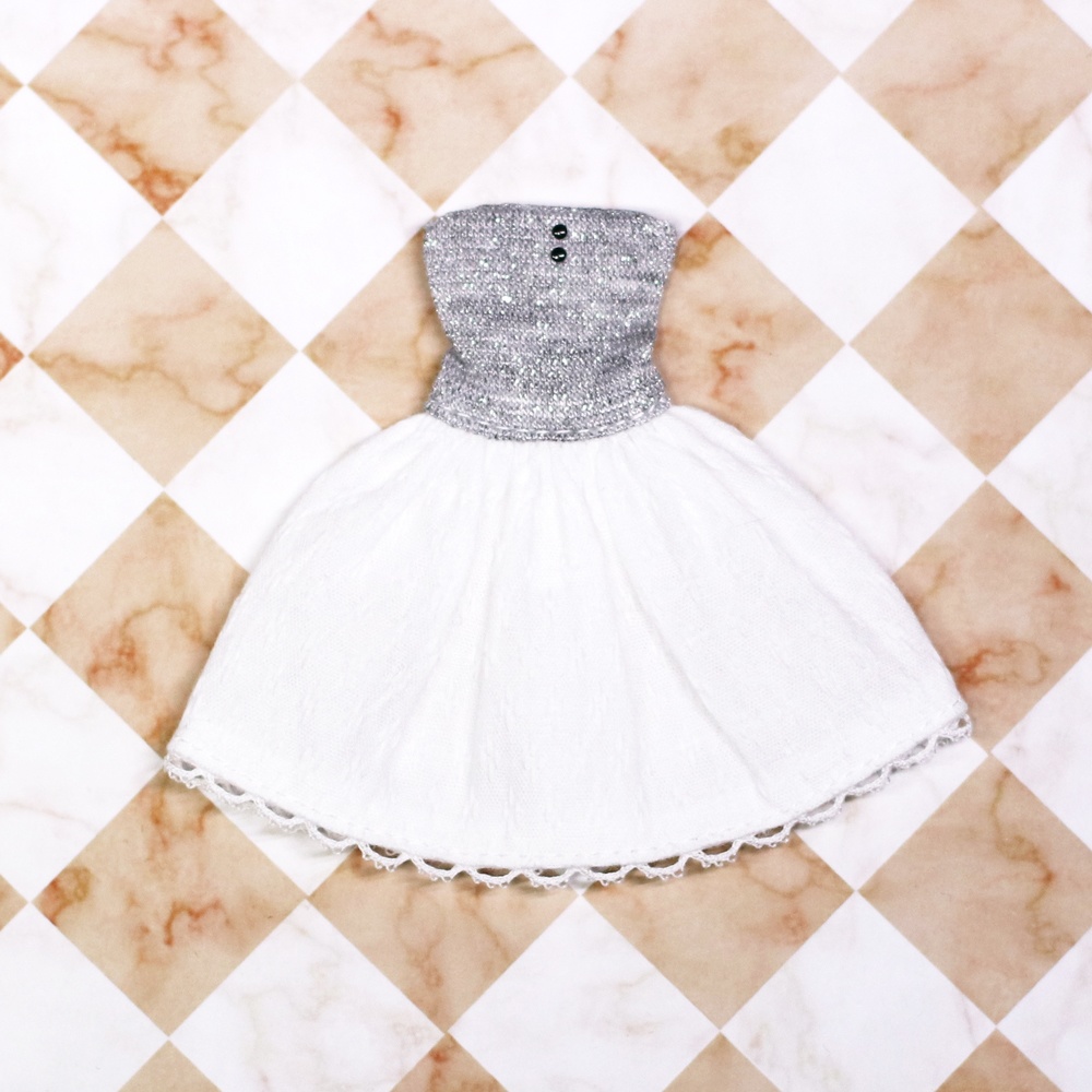 *ベアトップワンピ D {銀×白}