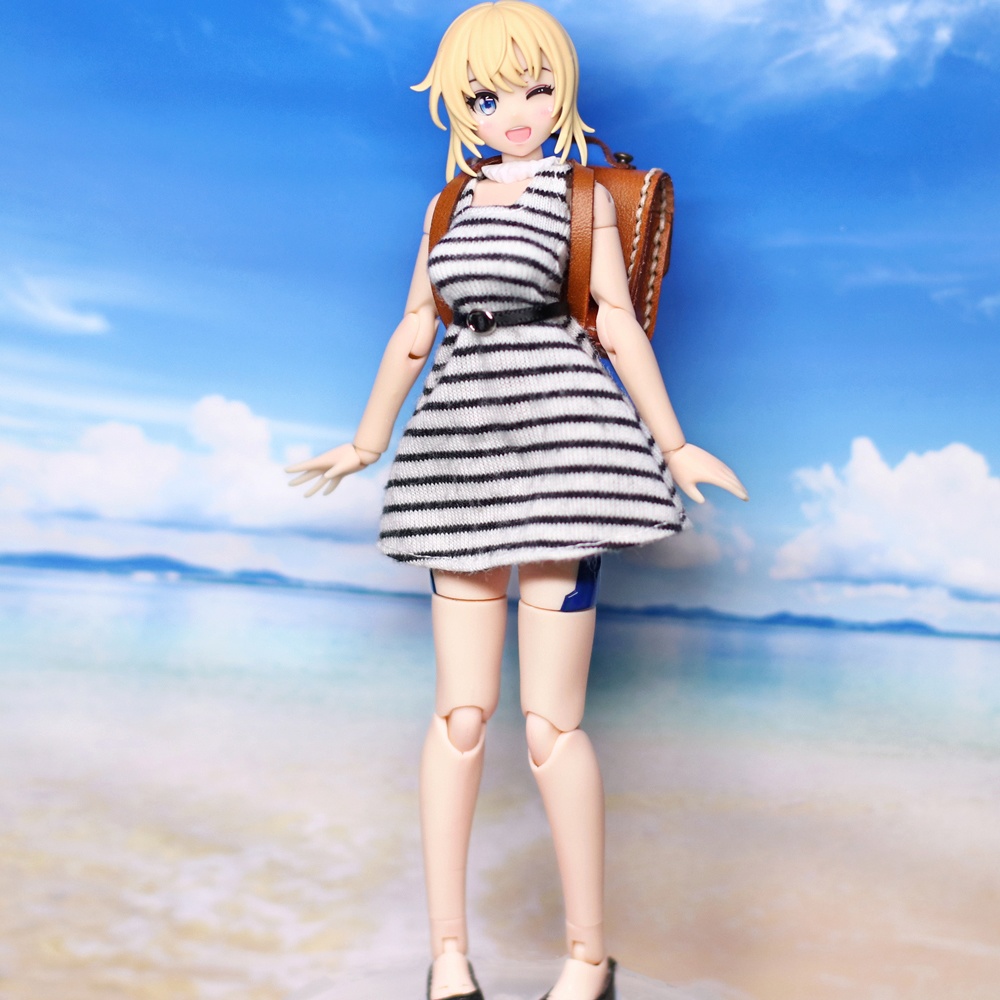 *EKワンピース {黒ボーダー 丸バックル}*