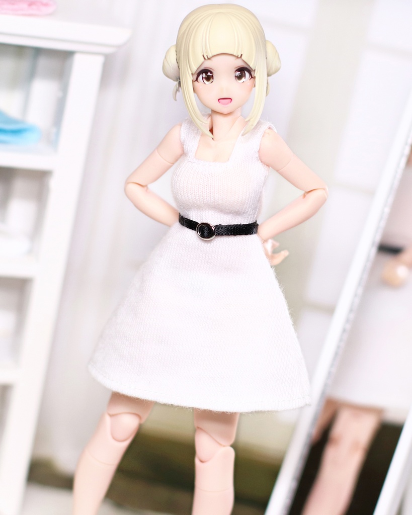 *EKワンピース白 {丸銀バックル}*