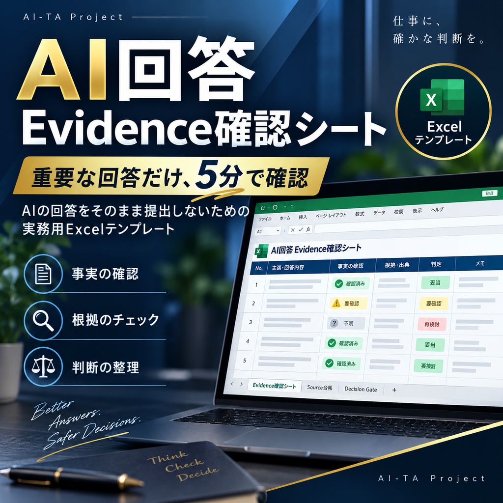 AI回答 Evidence確認シート|事実・推測・根拠を分けてPASS / HOLDを判断するExcelテンプレート