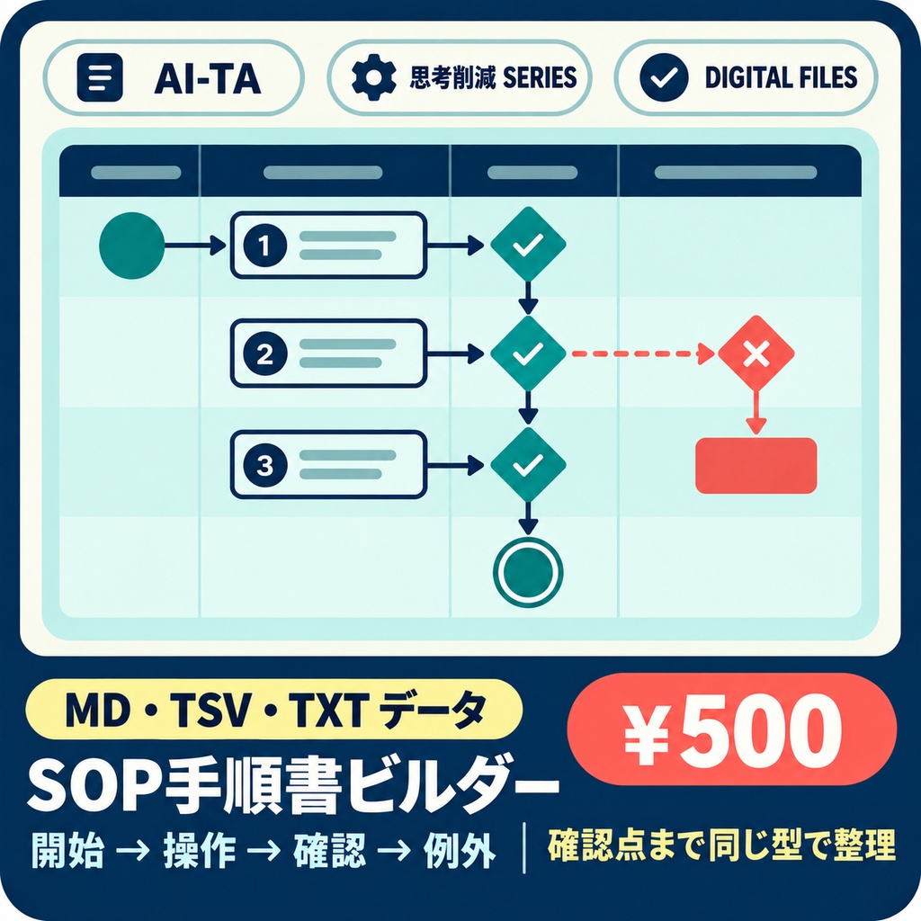SOP手順書ビルダー｜誰がやっても同じ確認点に到達する業務テンプレート