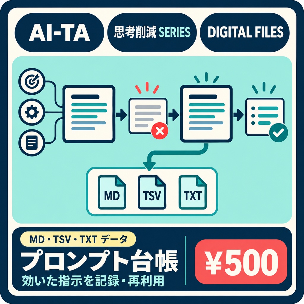 プロンプト台帳・再利用キット｜効いた指示を探し直さないための管理テンプレート