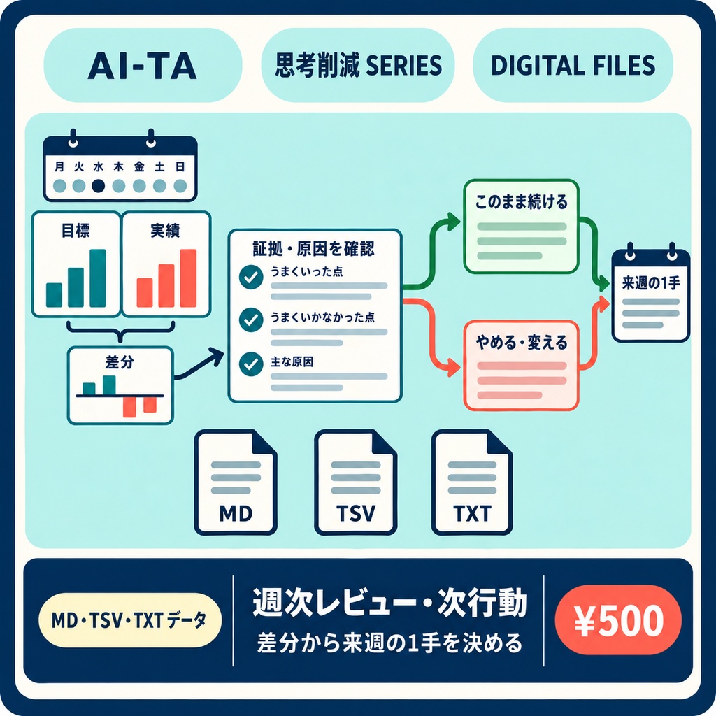 週次レビュー・次行動キット｜反省会で終わらず来週の1手まで決める