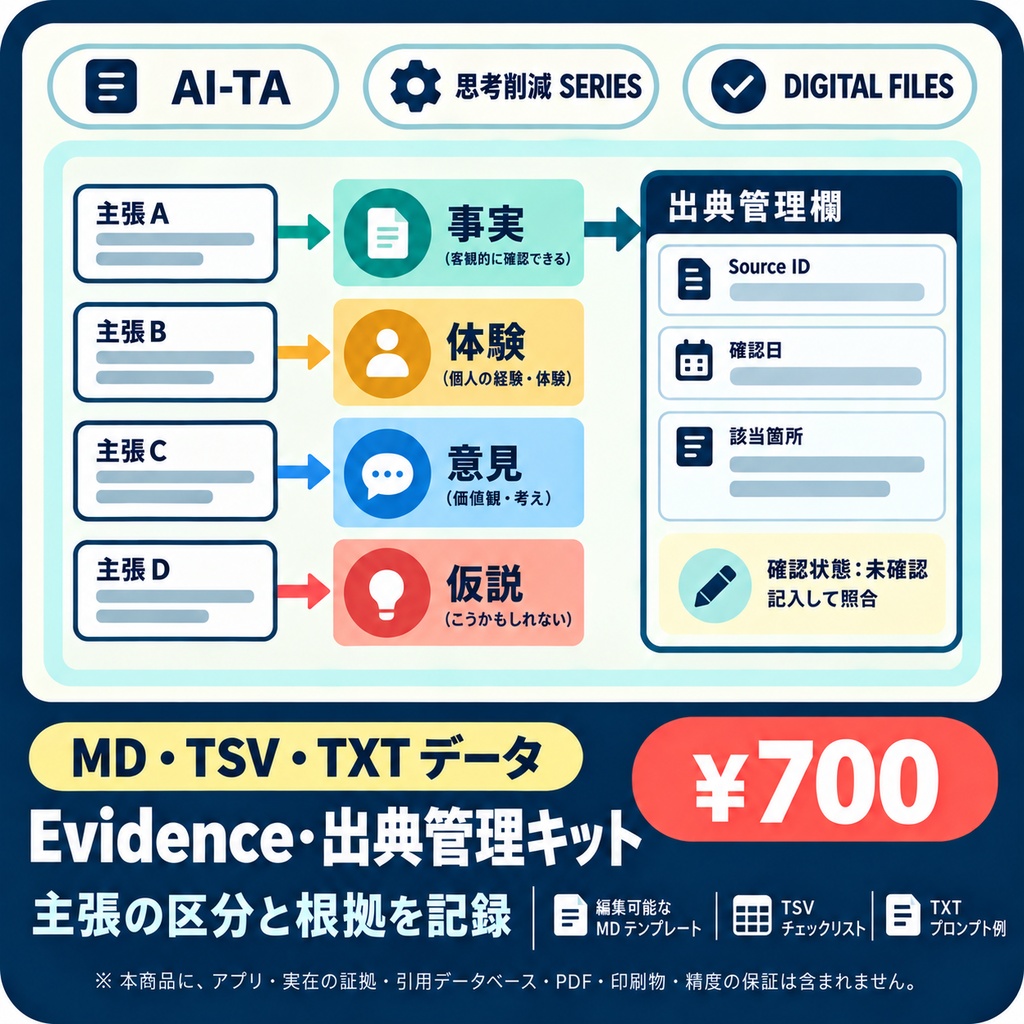 note記事 Evidence・出典管理キット｜事実と体験と意見を混ぜない