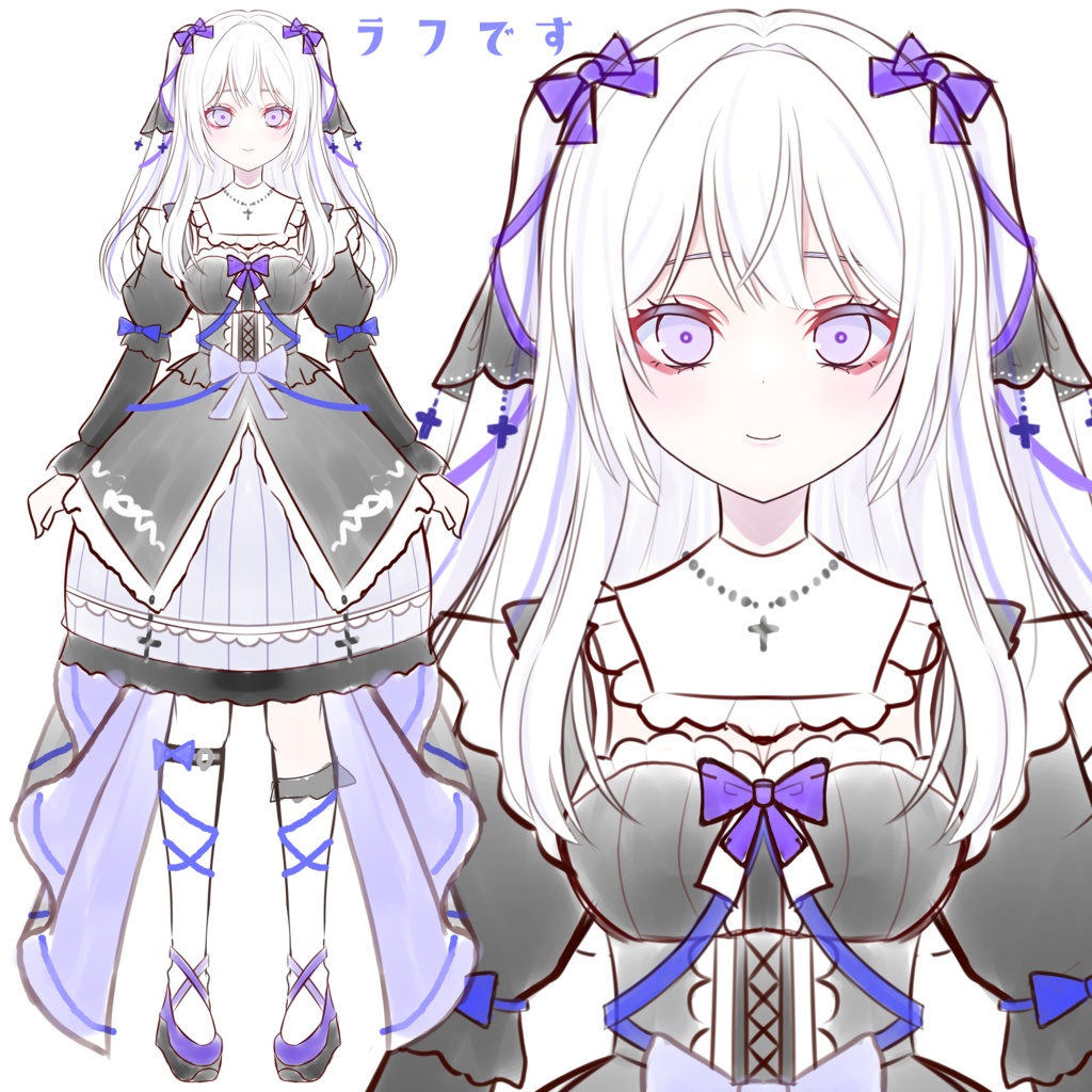 【Live2D モデル】限定1点ゴシックツインテ女性モデル 【表情差分8種類】