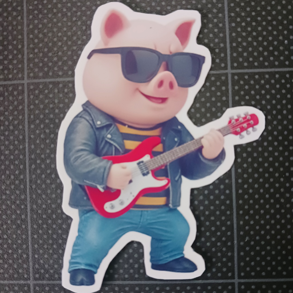 ギタリストピッグステッカー
