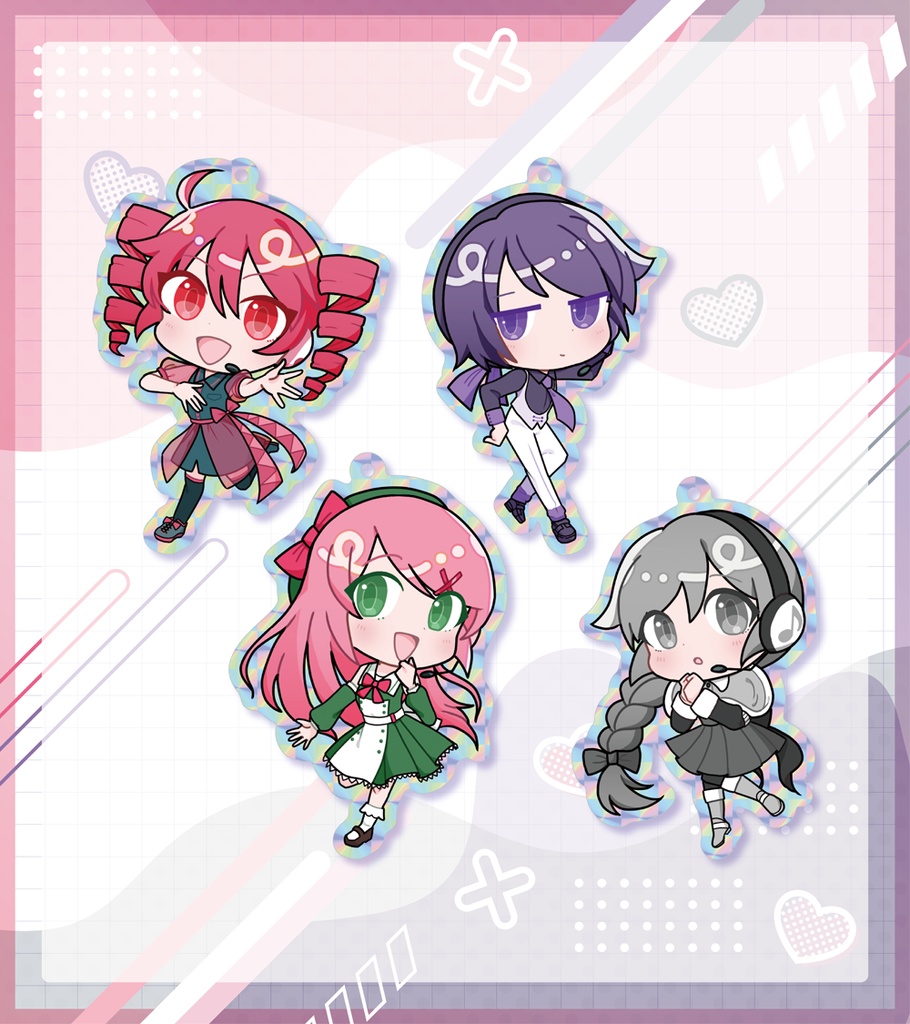 UTAU三人娘+ユフさん　ホログラムアクリルキーホルダー