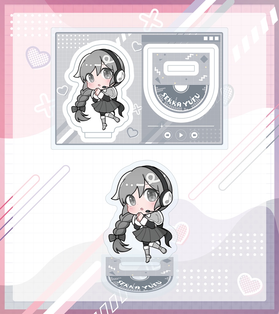 UTAU三人娘+ユフさん プレート付きミニアクリルスタンド