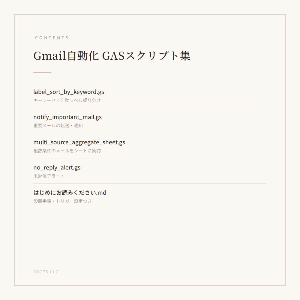 Gmail自動化 GASスクリプト集(4種・日本語コメント入り)