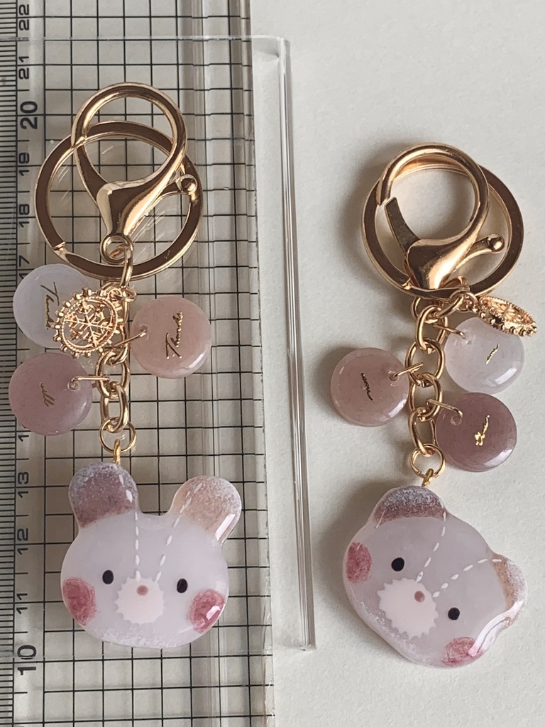 バイカラー もけうさ キーホルダー