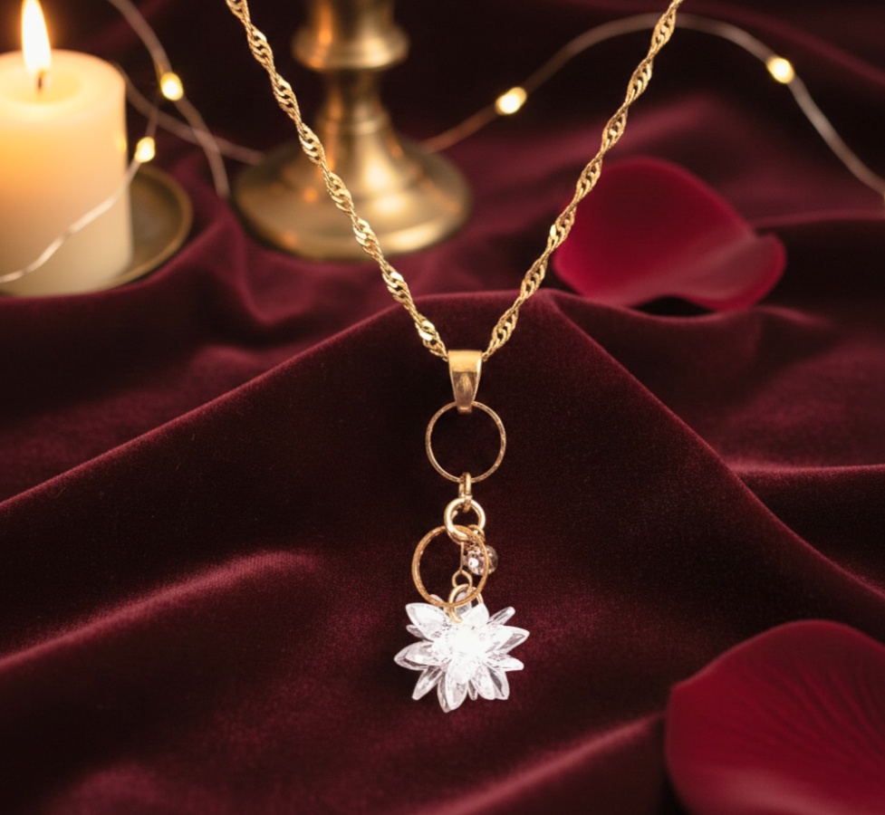 童磨対しのぶ 氷華の蓮ネックレスと蝶が揺れるイヤリング2点セット イメージアクセサリー