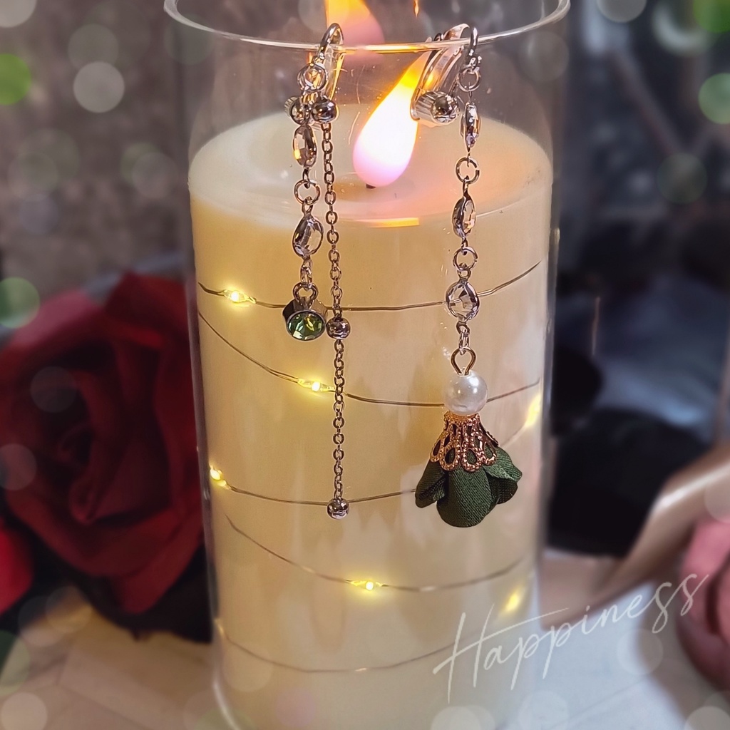 【鬼滅概念】不死川実弥イメージ アシンメトリーイヤリング/ピアス(深緑×風)